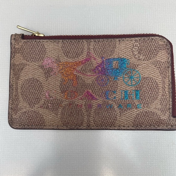 Coach Accessories - Coach Rexy Multicolor Logo zip card case